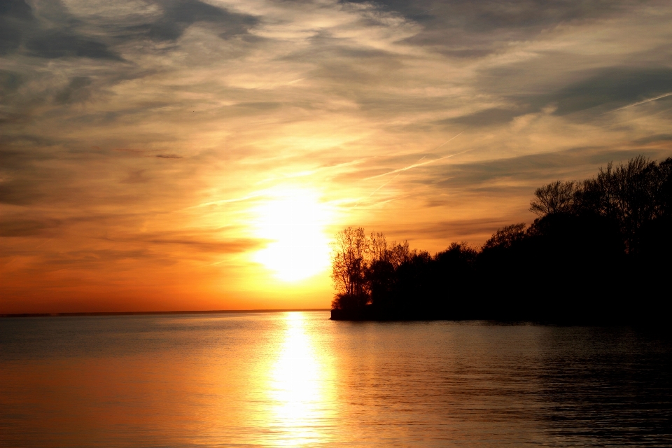 Sky body of water sunset afterglow