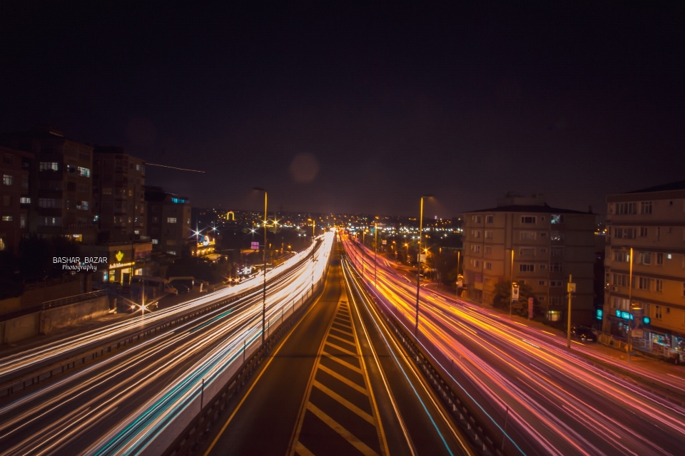 夜晚 大都市区 市区 高速公路