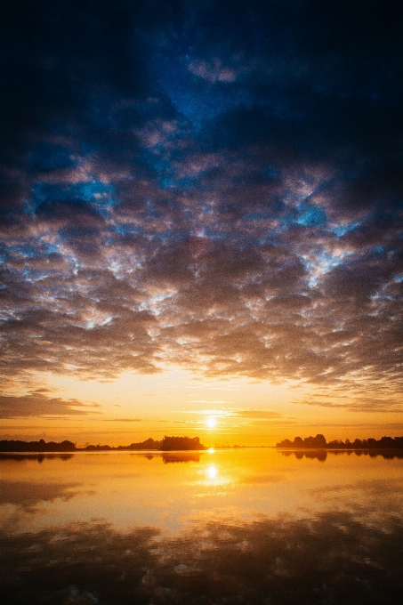 Sky horizon afterglow cloud