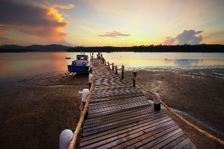 Sky water sunset pier Photo