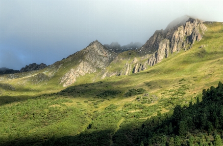 Mountainous landforms highland mountain nature Photo