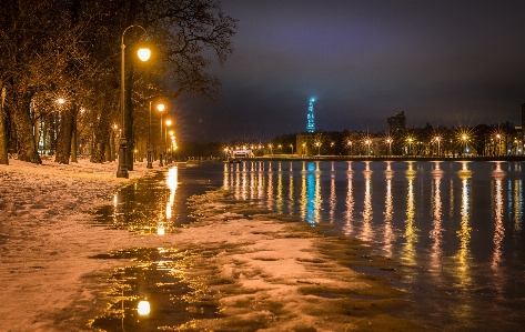 Night water sky light Photo