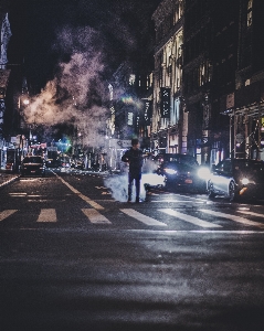 Foto Céu noite rua fumaça