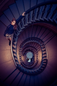 Blue stairs light ceiling Photo