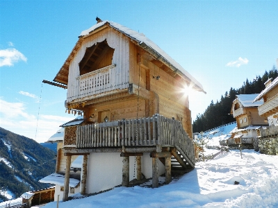 Winter snow mountain house Photo