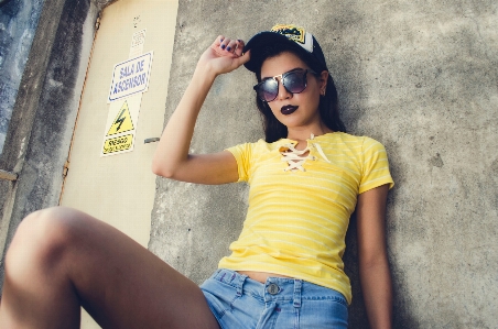 Yellow eyewear cool clothing Photo