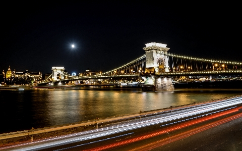 Night bridge landmark suspension Photo