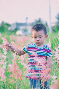 Child people in nature photograph green Photo