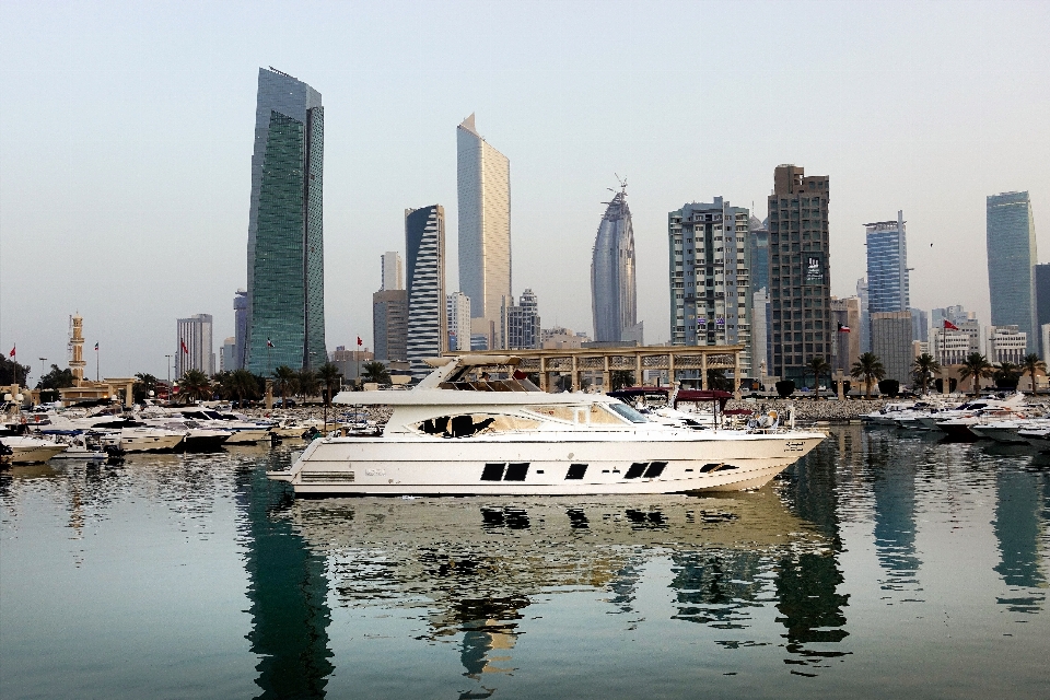 Water transportation luxury yacht city skyline