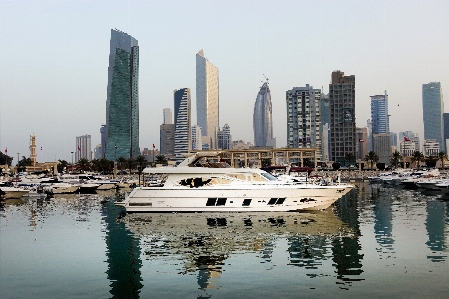 Water transportation luxury yacht city skyline Photo