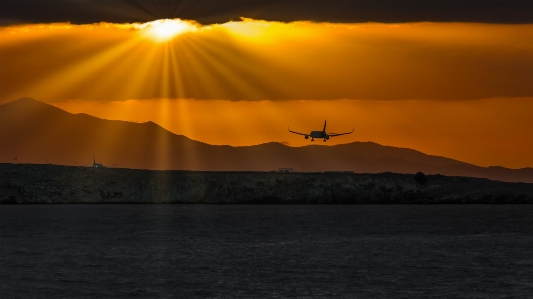 Sky horizon sunset airplane Photo