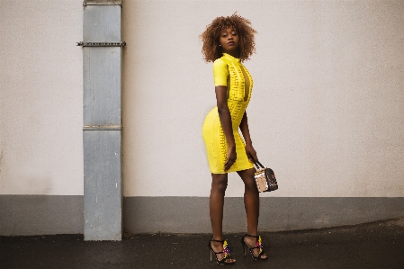 Clothing yellow shoulder dress Photo