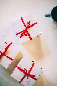 Present red gift wrapping paper Photo