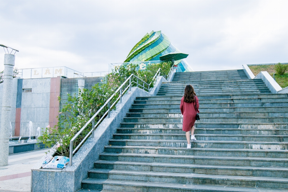 Escaliers bleu vert architecture