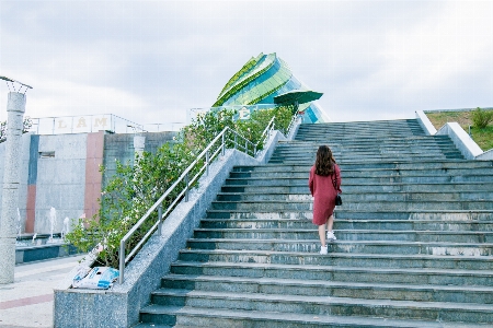 Stairs blue green architecture Photo