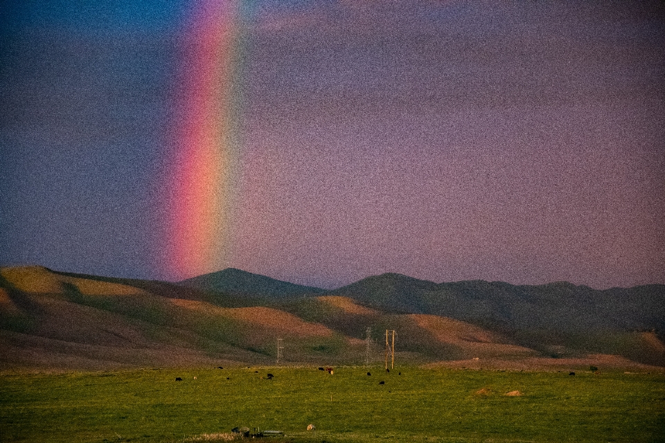 Rainbow sky nature highland