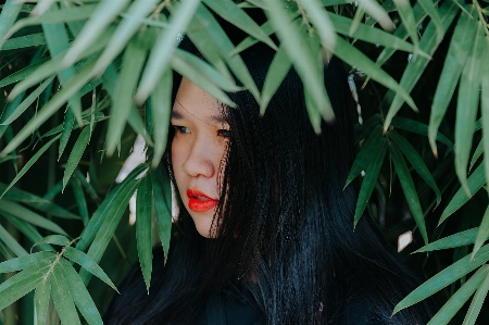 Hair face green leaf Photo