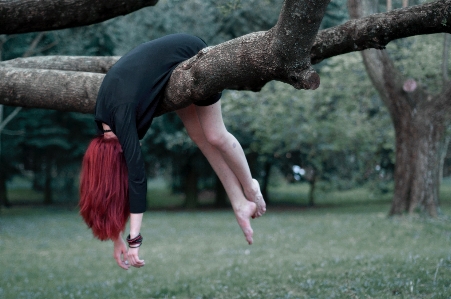 Tree grass hand flip acrobatic Photo