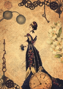 Steampunk clock lady victorian Photo