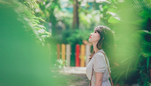 Green people in nature hair photograph Photo