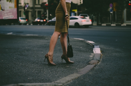 Human leg standing high heels Photo