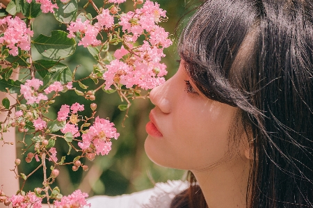 Hair pink flower skin Photo