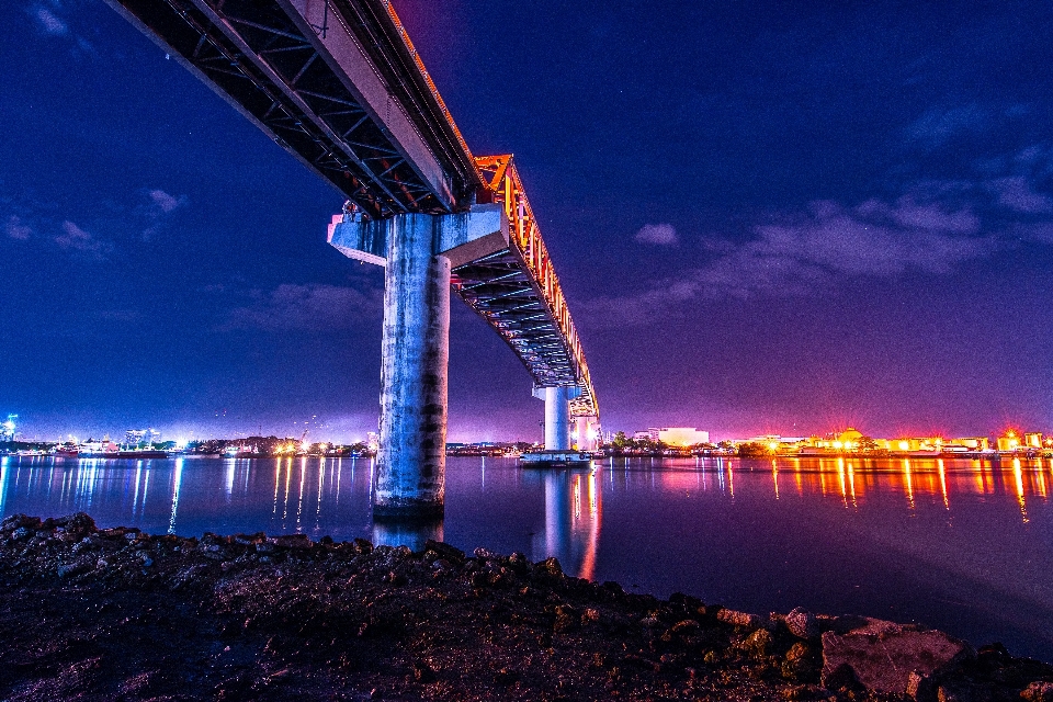 桥 天空 夜晚 斜拉桥