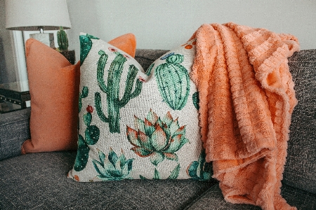 Pillow throw green orange Photo