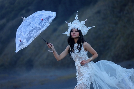 Blue beauty headpiece dress Photo