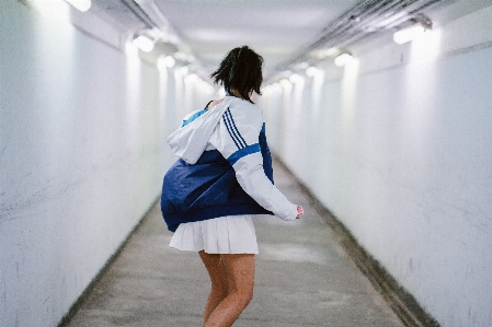 White blue clothing shoulder Photo