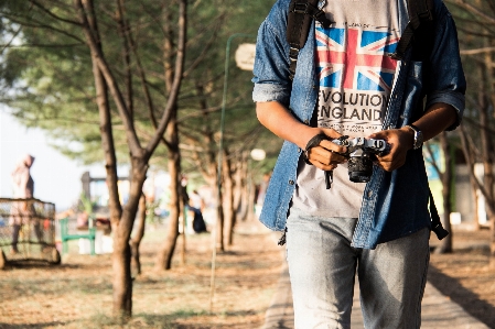 Street fashion jeans tree photography Photo