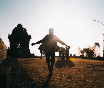 People in nature sky backlighting silhouette Photo