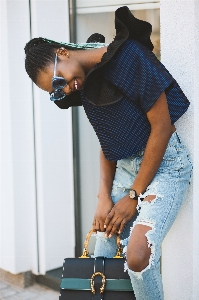 Blue jeans denim shoulder Photo