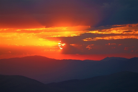 Sky afterglow red at morning sunset Photo