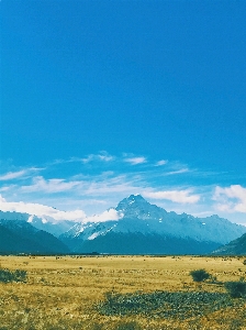 Sky grassland mountainous landforms blue Photo