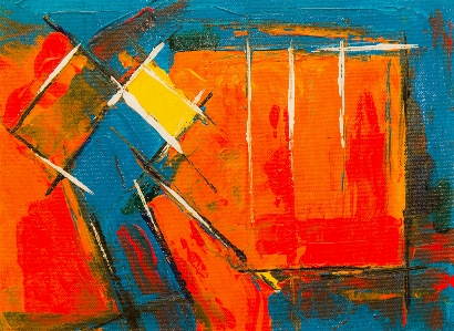 Modern art blue orange painting Photo