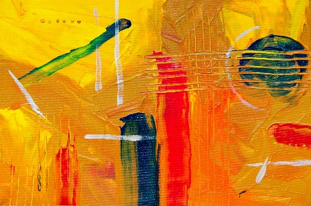 Yellow orange modern art painting Photo