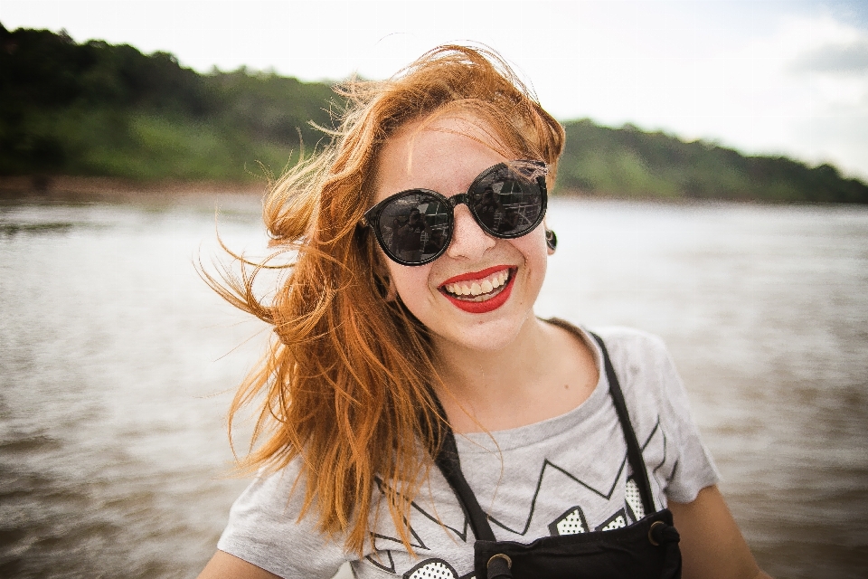 Eyewear sunglasses hair white