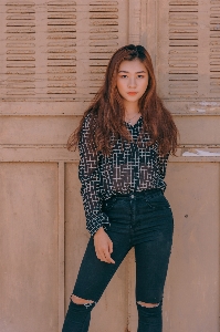 Clothing plaid jeans denim Photo