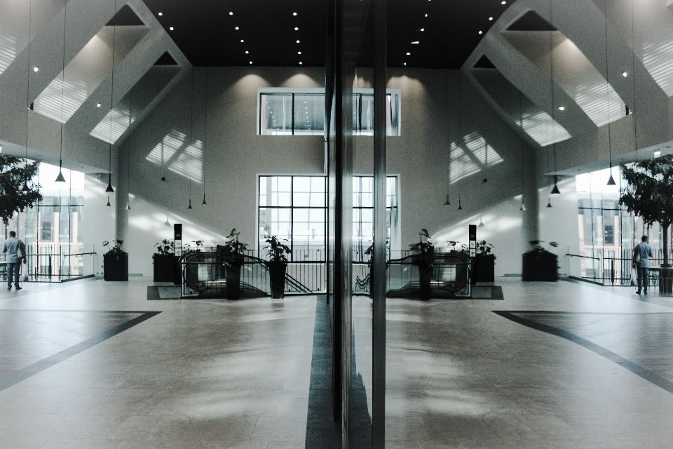 Black and white lobby architecture building