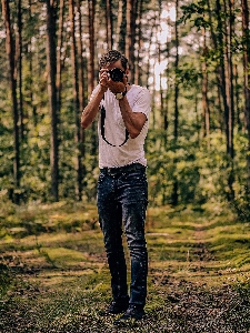 People in nature forest photograph Photo