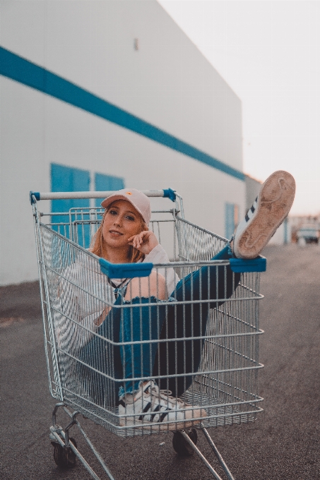 Blue shopping cart product vehicle