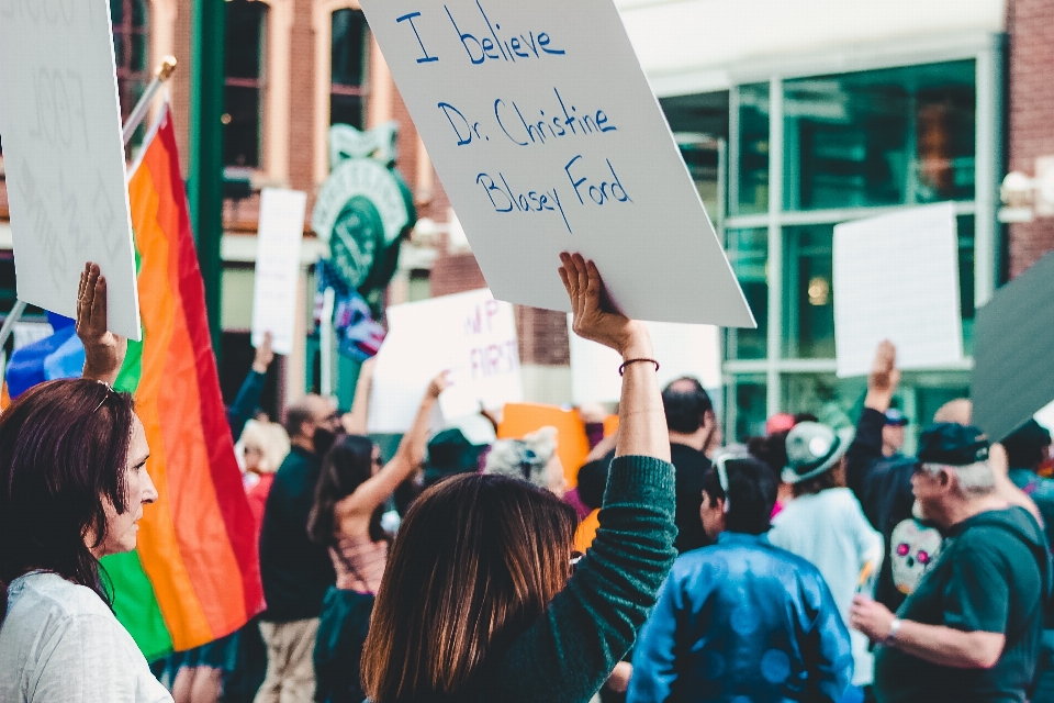 Crowd protest demonstration event