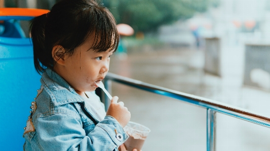 Blue skin child snapshot Photo