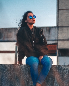 Blue jeans denim sunglasses Photo