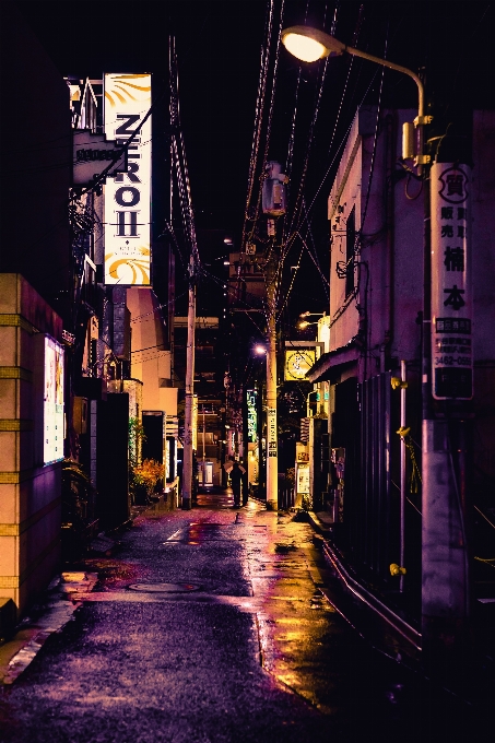 Alley town night street