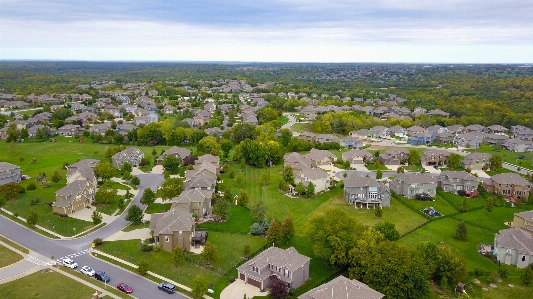 Suburb residential area bird's eye view aerial photography Photo