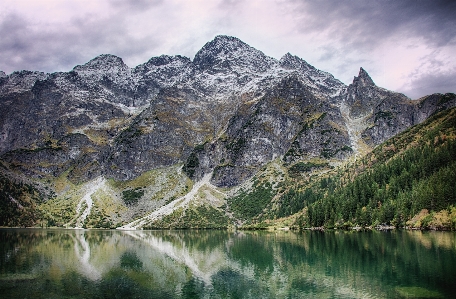 Nature mountainous landforms mountain reflection Photo