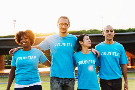 Blue t shirt social group fun Photo