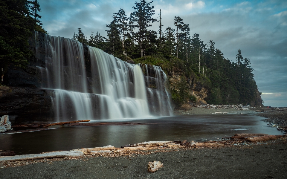 Waterfall body of water natural landscape nature